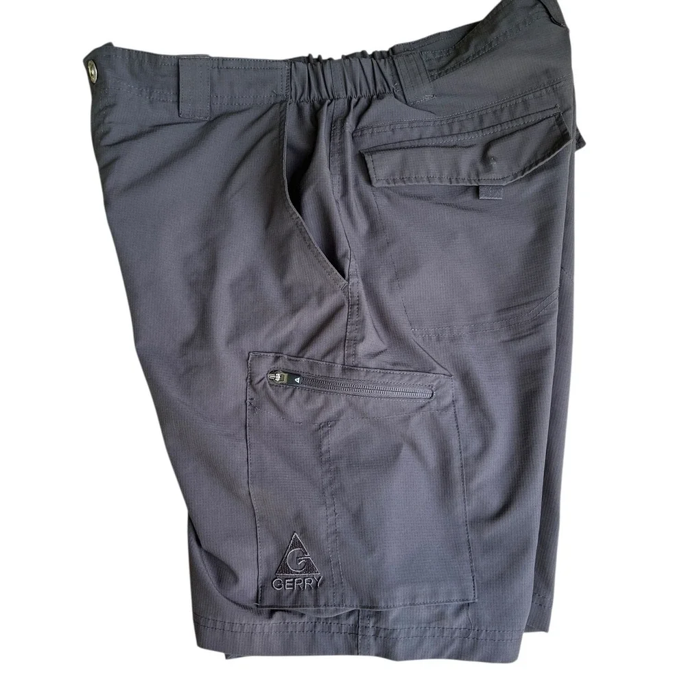 Gerry Cargo Shorts Mens 34 Gray Lightweight Pockets Quick Dry‎ Elastic Waist
